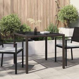 Berkfield Home Modern Garden Dining Table Brown 90x90x75 cm Poly Rattan - Size: 90 x 90 x 75 cm - thumbnail 2