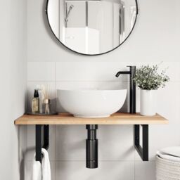 Berkfield Home Bathroom Vanity Top Untreated 60x50x2 cm Solid Wood Acacia in Brown - Size: 60 x 50 x 2 cm - thumbnail 2