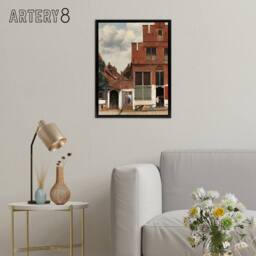 "Artery8 The Little Street Facades Vermeer Vintage Black Framed Canvas Wall Art in Red - Size: W12"" x H16""" - thumbnail 3