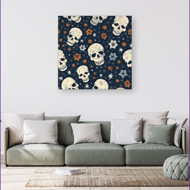 Warren Reed - Designer Skulls & Stars Canvas - Size: w40 inch x h40 inch - image 1