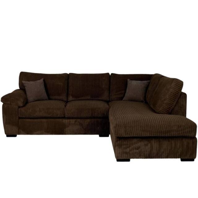 Bliss Furniture Jumbo Cord L Shape 4 Seater Right Hand Corner Sofa Brown - Size: 4 Person - image 1