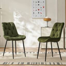 SONARA Black Marble 4 Seater Dining Table With 4 Velvet Chairs Sets in Green - thumbnail 6