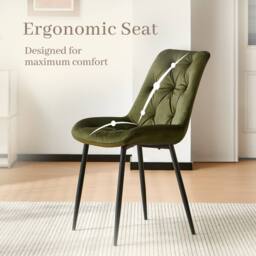 SONARA Black Marble 4 Seater Dining Table With 4 Velvet Chairs Sets in Green - thumbnail 5