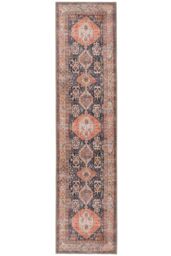 Kukoon Beige Terra Distressed Hallway Runner Rug Non Slip & Washable in Tan - Size: 80 cm x 300 cm - thumbnail 1