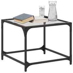 Berkfield Home Coffee Tables with Transparent Glass Top 2 pcs 50x50x40 cm Steel - Size: 50 x 50 x 40 cm - thumbnail 3