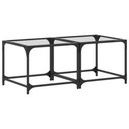 Berkfield Home Coffee Tables with Transparent Glass Top 2 pcs 50x50x40 cm Steel - Size: 50 x 50 x 40 cm - thumbnail 1