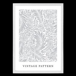 ARTZE Vintage William Morris Larkspur in Grey & White Art Print / White Frame / SIZE: A3 - Size: A4 - thumbnail 2