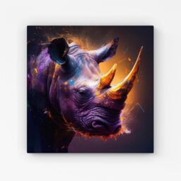 Warren Reed - Designer Golden Rhino Face Splashart Canvas in Grey - Size: w10 inch x h10 inch - thumbnail 1