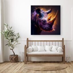 Warren Reed - Designer Golden Rhino Face Splashart Canvas in Grey - Size: w10 inch x h10 inch - thumbnail 3