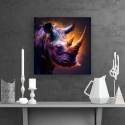 Warren Reed - Designer Golden Rhino Face Splashart Canvas in Grey - Size: w10 inch x h10 inch - thumbnail 2