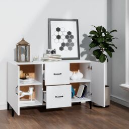 Berkfield Home Sideboard White 100x36x60 cm Engineered Wood - Size: 100 x 36 x 60 cm - thumbnail 3