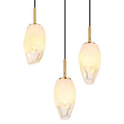 Netlighting Barcley Cluster Pendant Brass Coloured Opal Glass Shade 6x E14 in Yellow - thumbnail 4