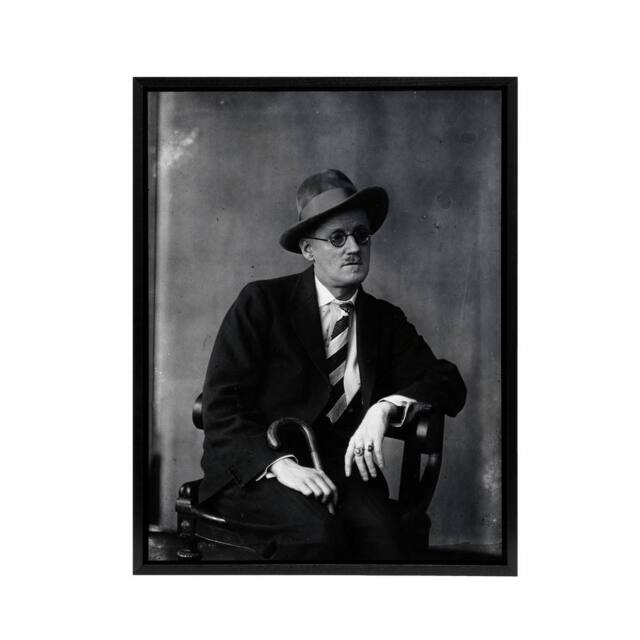 "Artery8 Abbott James Joyce Seated Writer Framed Canvas Wall Art Print in Black - Size: W12"" x H16""" - image 1