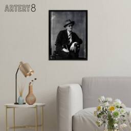 "Artery8 Abbott James Joyce Seated Writer Framed Canvas Wall Art Print in Black - Size: W12"" x H16""" - thumbnail 3