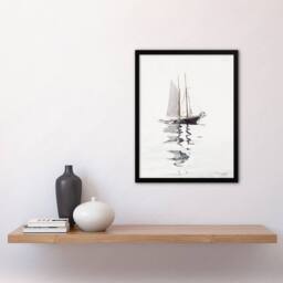 Artery8 Winslow Homer Two Masted Schooner with Dory Watercolour Framed Art in White - Size: A4 - thumbnail 2