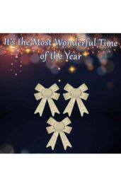 VFM e-Store Tinsel Bows Christmas Decoration X 3 10cm x 13cm x 3cm Champagne in Ivory - Size: 10 cm x 13 cm x 3 cm - thumbnail 3
