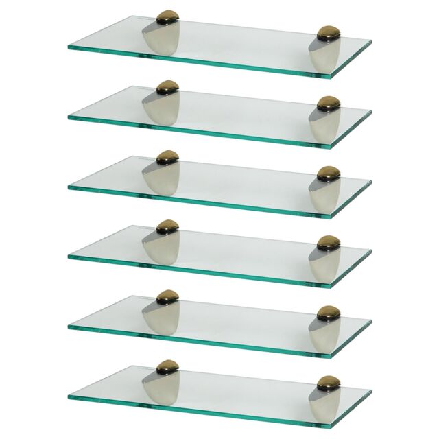 Harbour Housewares 6x Floating Glass Shelves - 40cm - Bathroom Shower Storage Display in Gold - image 1