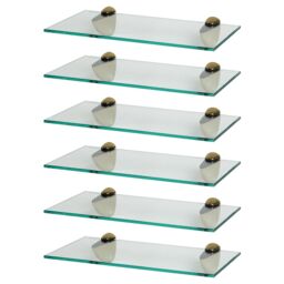 Harbour Housewares 6x Floating Glass Shelves - 40cm - Bathroom Shower Storage Display in Gold