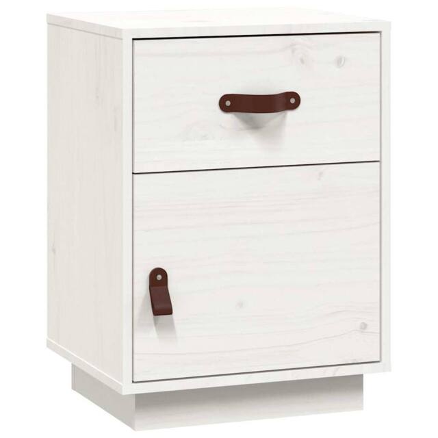 Berkfield Home Bedside Cabinet White 40x34x55 cm Solid Wood Pine - Size: 40 x 34 x 55 cm - image 1