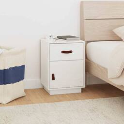 Berkfield Home Bedside Cabinet White 40x34x55 cm Solid Wood Pine - Size: 40 x 34 x 55 cm - thumbnail 2