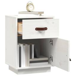 Berkfield Home Bedside Cabinet White 40x34x55 cm Solid Wood Pine - Size: 40 x 34 x 55 cm - thumbnail 4