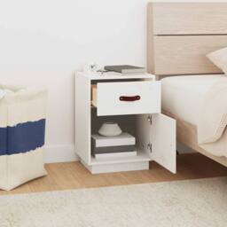 Berkfield Home Bedside Cabinet White 40x34x55 cm Solid Wood Pine - Size: 40 x 34 x 55 cm - thumbnail 3