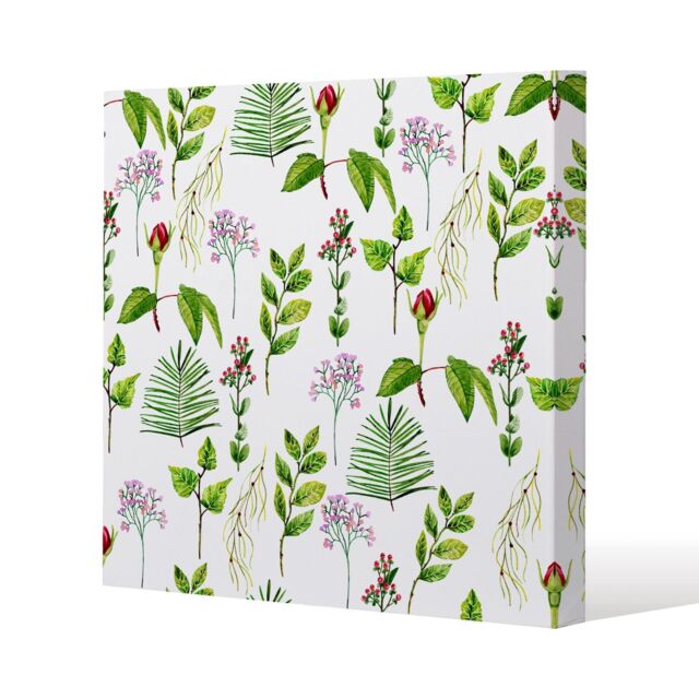 Benjamin Tate Design Selection of Leaves & Flowers (Canvas Print) / 101 x 101 x 4cm in Natural - Size: 101 x 101 x 4 cm - image 1