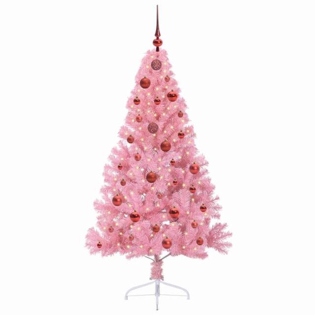 Berkfield Home Beautiful Artificial Pre-lit Christmas Tree with 150 LEDs Pink 15 - image 1