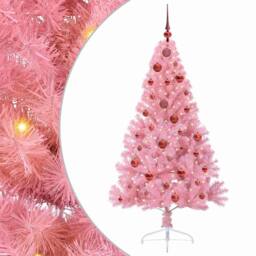 Berkfield Home Beautiful Artificial Pre-lit Christmas Tree with 150 LEDs Pink 15 - thumbnail 3