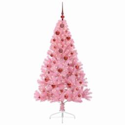 Berkfield Home Beautiful Artificial Pre-lit Christmas Tree with 150 LEDs Pink 15 - thumbnail 1