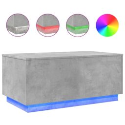 Berkfield Home Coffee Table with LED Lights Concrete Grey 90x50x40 cm - Size: 90 x 50 x 40 cm - thumbnail 2