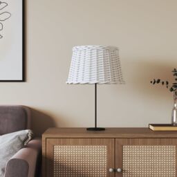 Berkfield Home Lamp Shade White √ò45x28 cm Wicker - Size: 45x28 cm