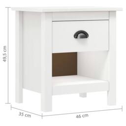 Berkfield Home Bedside Cabinets 2 pcs Hill 46x35x49.5 cm Solid Pine Wood in White - thumbnail 8