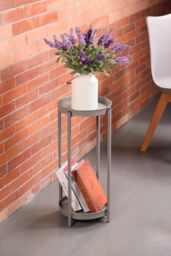 simpa 2 Tier Colour Metal Flower Plant Pot Holders in Grey - thumbnail 3