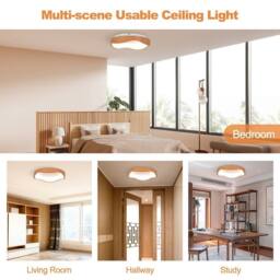 Costway LED Mount Ceiling Light Lamp Bedroom 18W Modern Ceiling Light in Natural - thumbnail 7