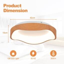 Costway LED Mount Ceiling Light Lamp Bedroom 18W Modern Ceiling Light in Natural - thumbnail 2