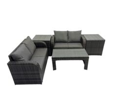 Fimous Garden Outdoor Furniture Set with 2 Side Tables Dark Grey Mixed - thumbnail 2