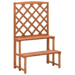 Berkfield Home Plant Stand with Trellis 70x42x115 cm Solid Fir Wood in Brown - Size: 70 x 42 x 115 cm - thumbnail 2