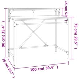 Berkfield Home Charming Desk Grey Sonoma 100x50x90 cm Engineered Wood & Iron - Size: 100 x 50 x 90 cm - thumbnail 9