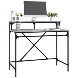 Berkfield Home Charming Desk Grey Sonoma 100x50x90 cm Engineered Wood & Iron - Size: 100 x 50 x 90 cm - thumbnail 4