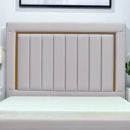 UK Bed Furniture Princess Slatted Base Upholstered Bed with 48 Inch Panel Headboard in Silver - Size: Single - thumbnail 2