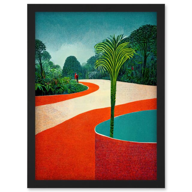 Artery8 Modern Abstract Orange Jungle Artwork Framed Wall Art Print A4 in Black - image 1
