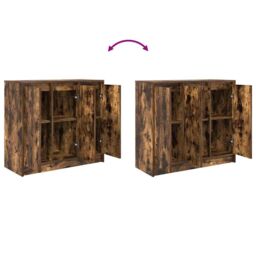 Berkfield Home Sideboard Smoked Oak 85x34x76 cm Engineered Wood in Brown - Size: 85 x 34 x 76 cm - thumbnail 9