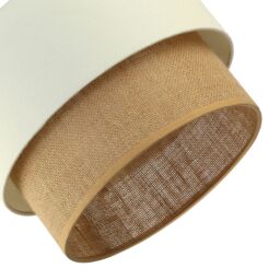 Happy Homewares Modern Designer Two Tier Cream Linen & Natural Rattan Pendant Shade in Brown - thumbnail 3