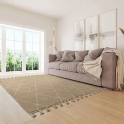 The Rug Shop UK Beige Kilim Modern Easy to clean Hand Made Geometric Area Rug - Size: 160 cm x 230 cm - thumbnail 1