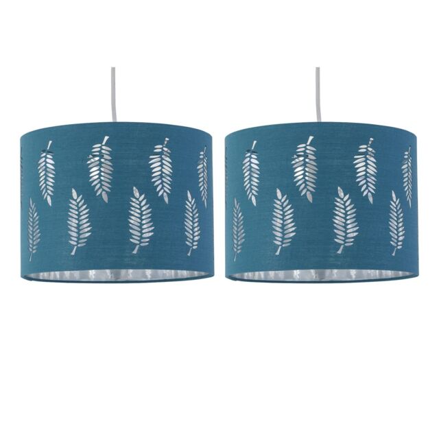 First Choice Lighting Set of 2 Fern - Teal Cut Out 25cm Pendant Lightshades - image 1