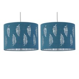First Choice Lighting Set of 2 Fern - Teal Cut Out 25cm Pendant Lightshades