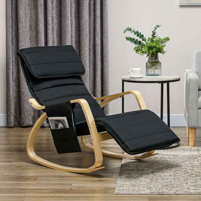 HOMCOM Rocking Chair Recliner Armchair with Adjustable Footrest in Black - image 1