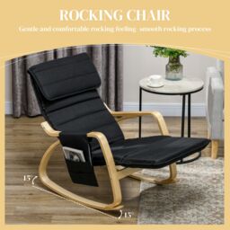 HOMCOM Rocking Chair Recliner Armchair with Adjustable Footrest in Black - thumbnail 4
