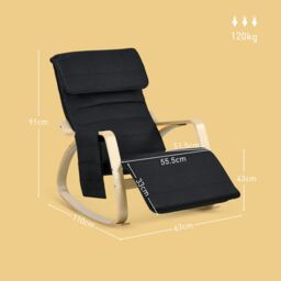 HOMCOM Rocking Chair Recliner Armchair with Adjustable Footrest in Black - thumbnail 3